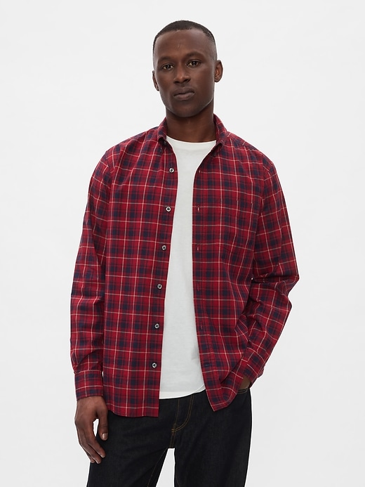 Image number 1 showing, Stretch Poplin Shirt in Standard Fit