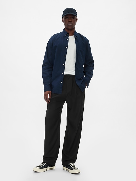 recycled soft baggy pleated dress pants Mens Pleated Baggy Dress Pants | Inner Drawstring