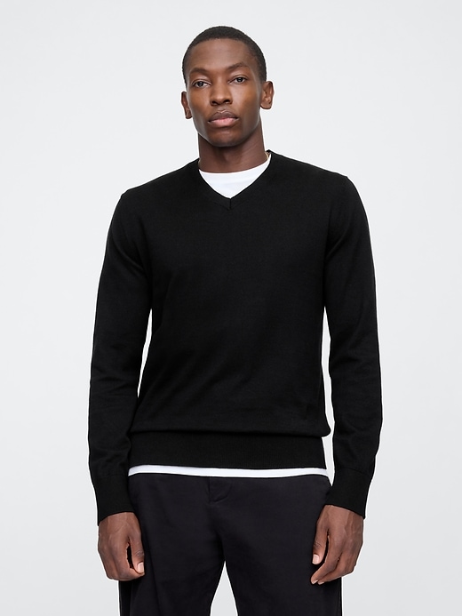 Image number 1 showing, Cotton V-Neck Sweater