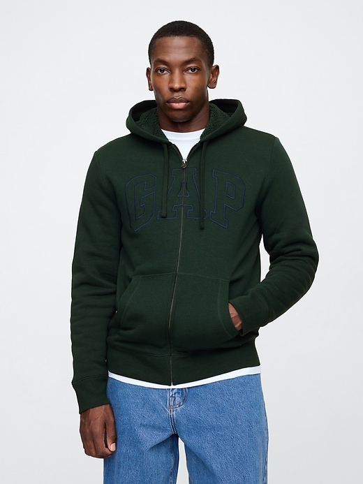 Image number 1 showing, Gap Logo Sherpa-Lined Zip Hoodie