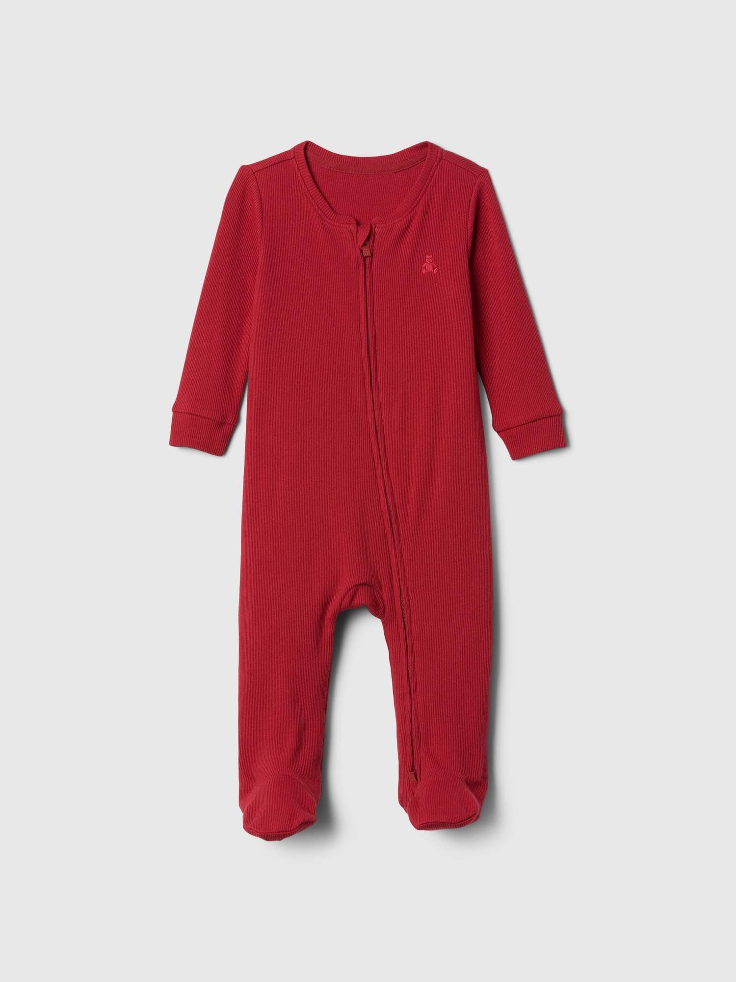 Baby Ribbed Two-Way Zip One-Piece - Burgundy Sled