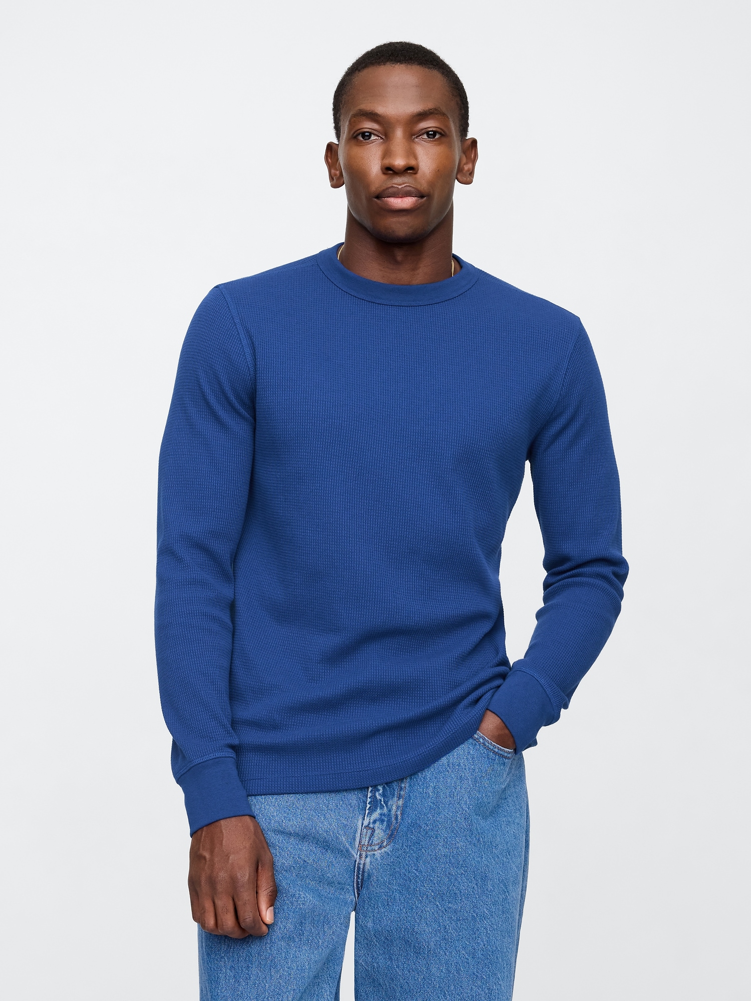 Waffle-Knit Crewneck T-Shirt