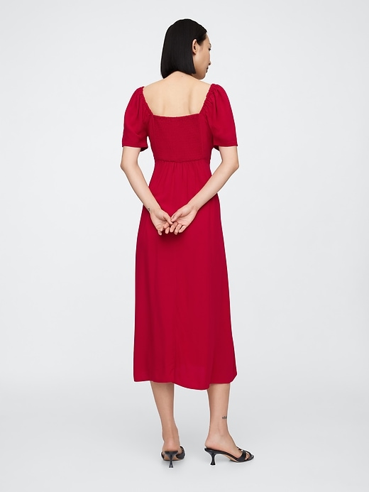 Puff Sleeve Sweetheart Midi Dress | Gap Factory
