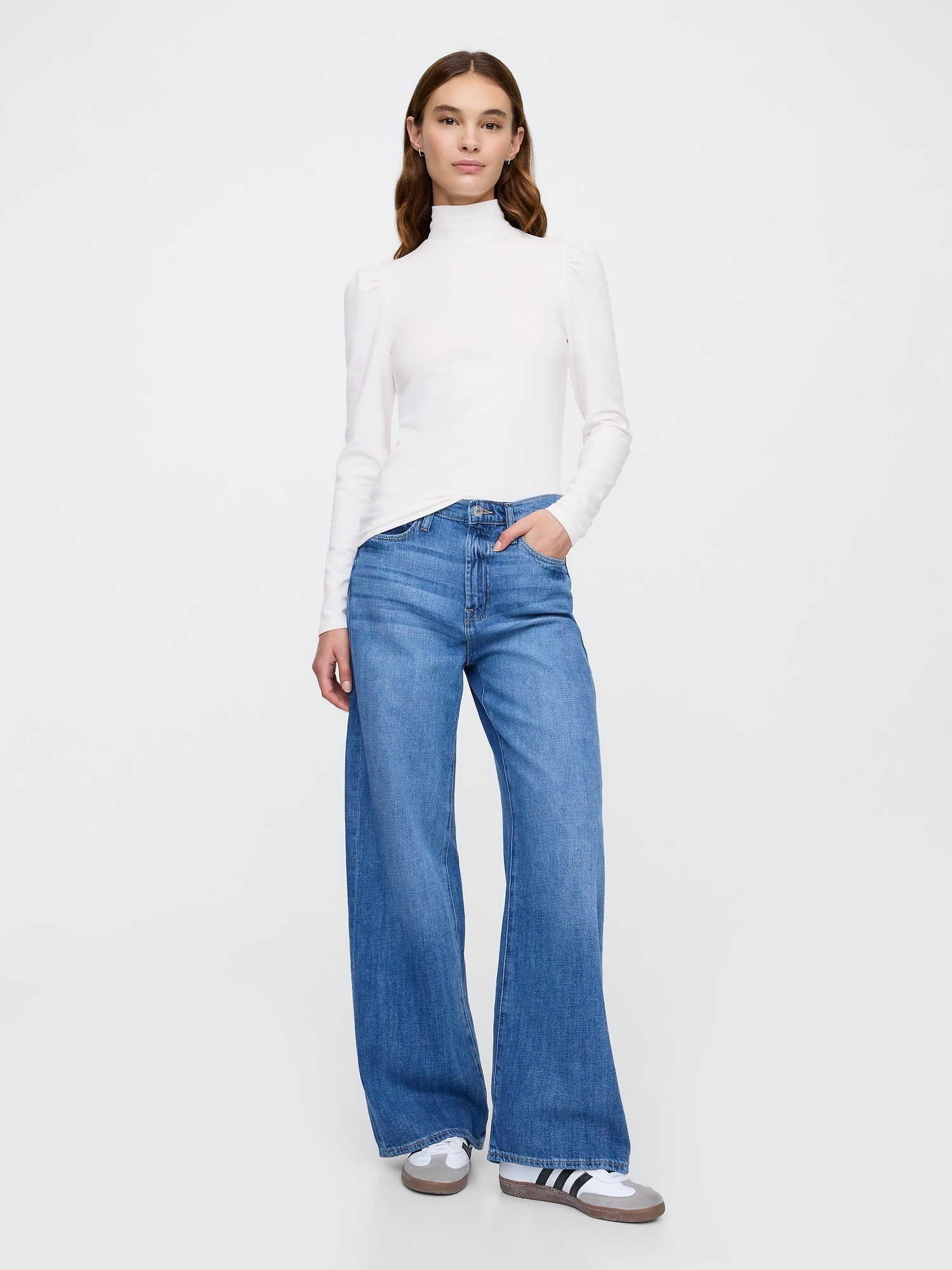 Mockneck Puff Sleeve T-Shirt | Gap Factory