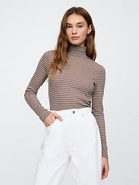 【PORTERNA】Belly slit turtleneck T-shirt Stretch Jersey Knit Mock Neck Long Tank | EILEEN FISHER