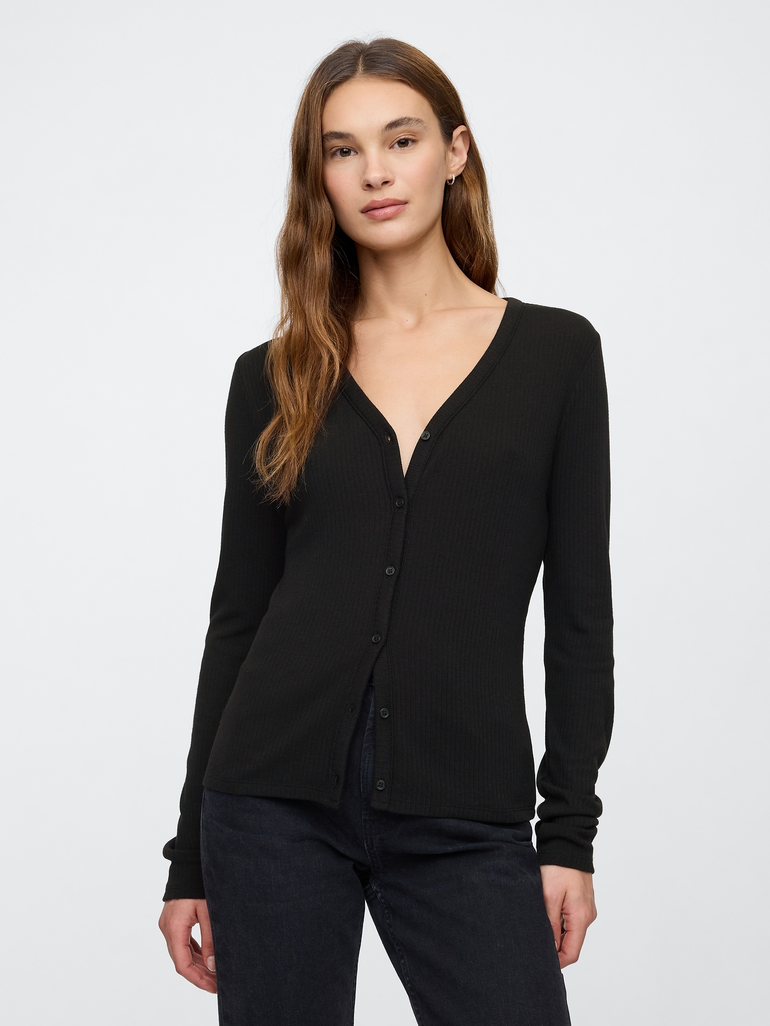 【2plan】Vide Ribbed V-Neck Knit Deuxieme Cardigan ribbed v-neck knitting pattern