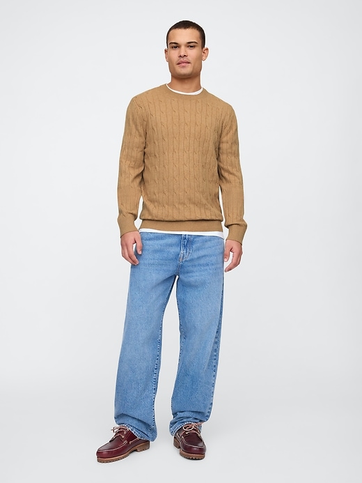 Image number 3 showing, CashSoft Cable-Knit Crewneck Sweater