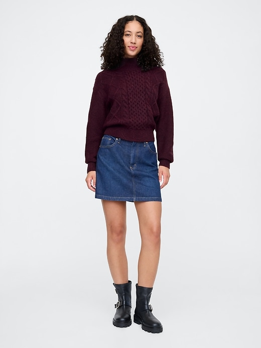Image number 3 showing, Oversized Cable-Knit Mockneck Sweater