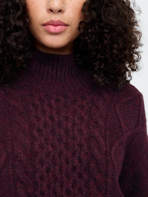 Image number 4 showing, Oversized Cable-Knit Mockneck Sweater