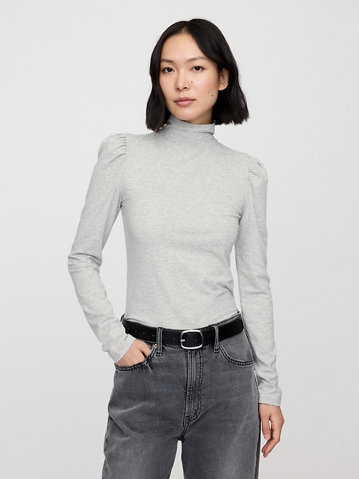 Image number 1 showing, Mockneck Puff Sleeve T-Shirt