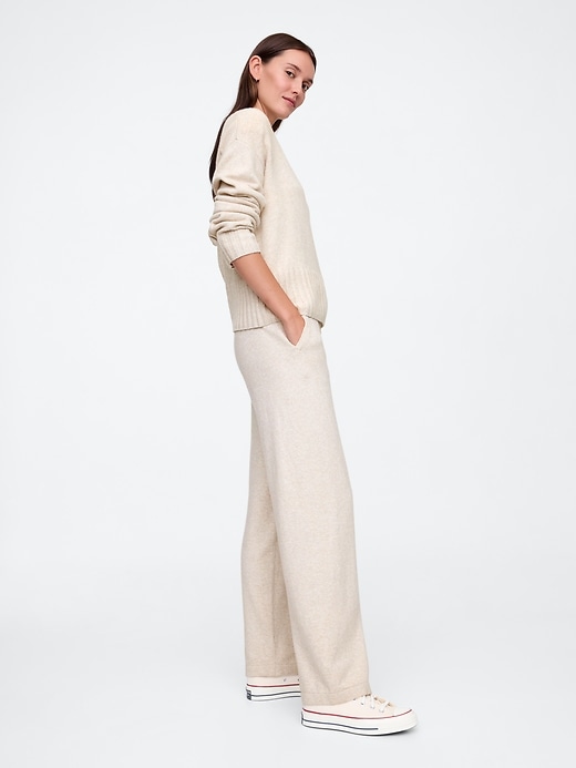 Image number 3 showing, CashSoft Wide-Leg Sweater Pants