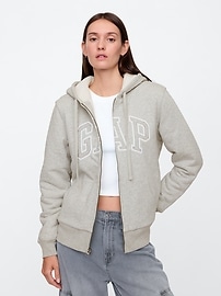 Relaxed Gap Logo Sherpa-Lined Zip Hoodie | Gap Factory