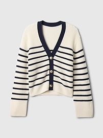 Relaxed Stripe V-Neck Cardigan