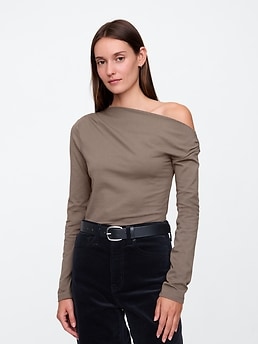 Stretch Jersey One-Shoulder Top | Gap Factory
