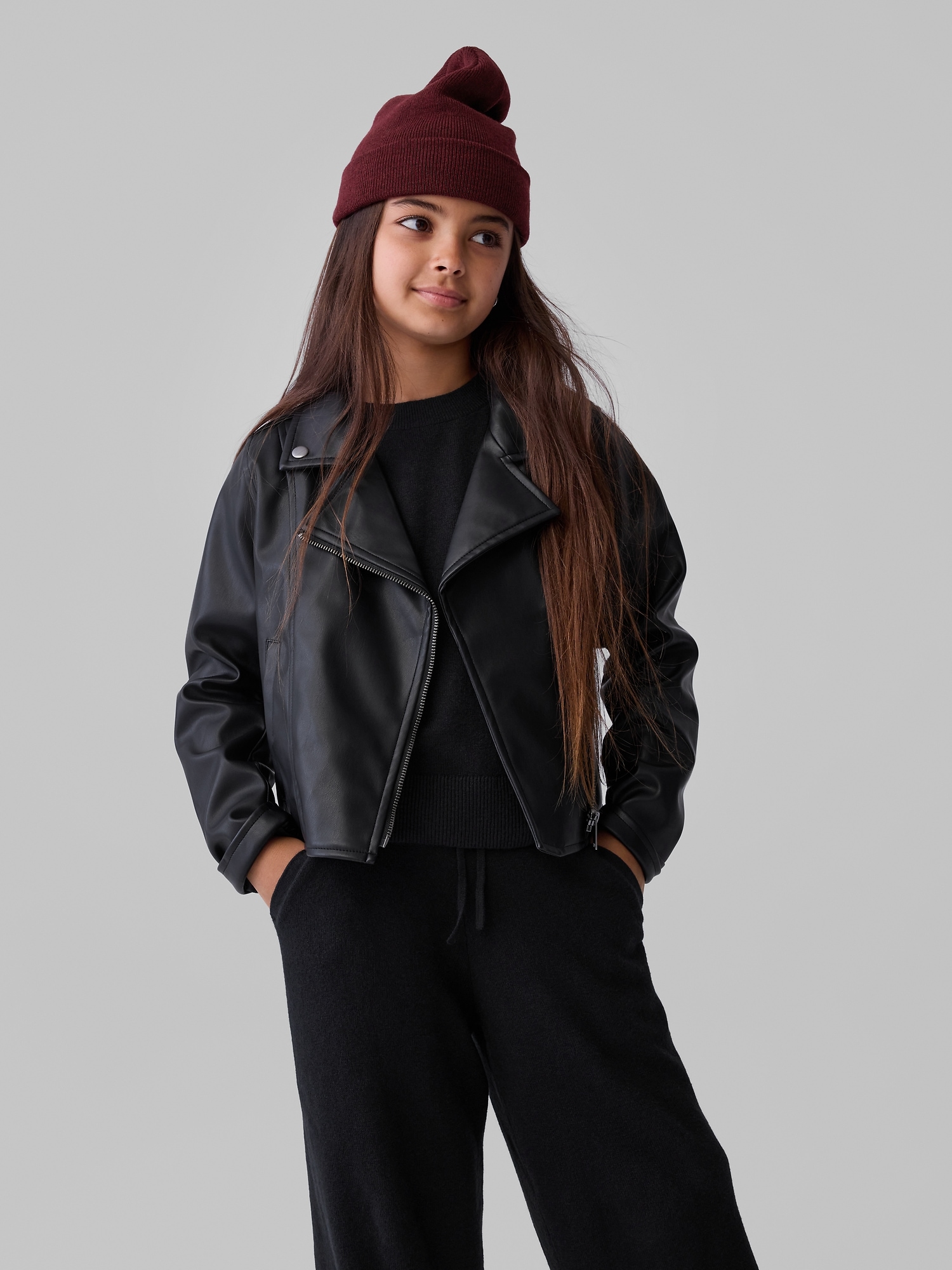 Gap kids leather jacket on sale