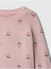 Baby Print Ribbed Sweater Two-Piece Outfit Set