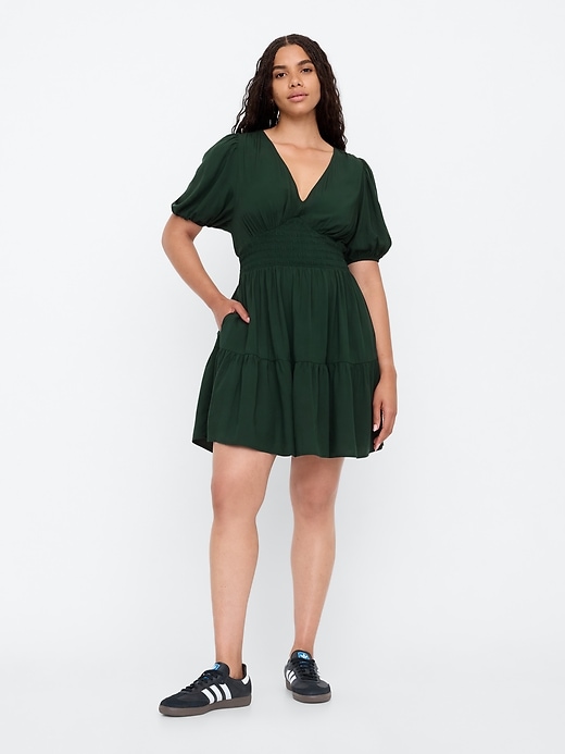 Image number 4 showing, Smocked Puff Sleeve Mini Dress