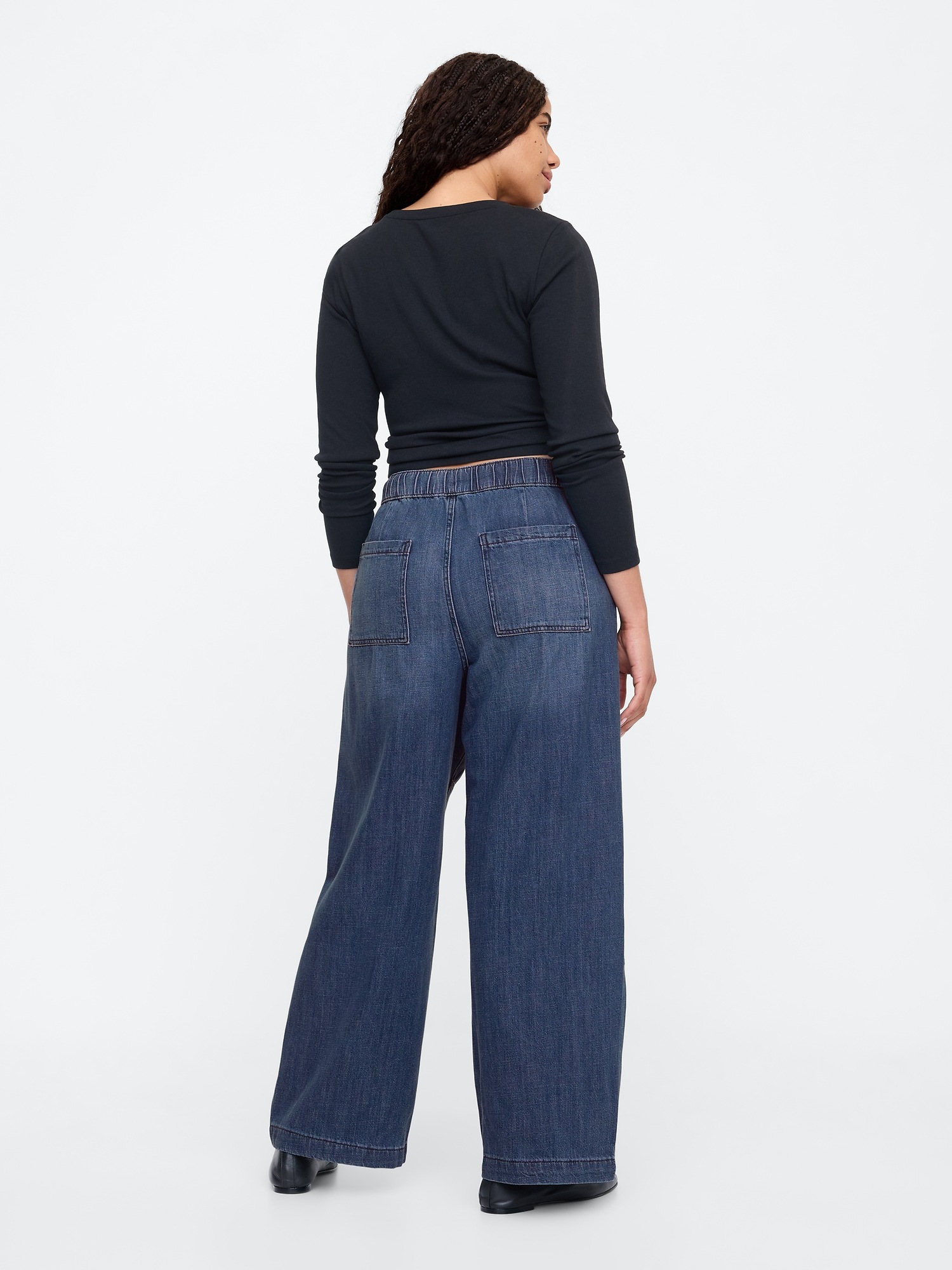 thumbnail image 2 of Pull On Wide Leg Jeans For Women High Waisted, Stretchy 2 of 14