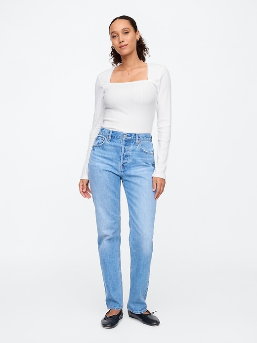 Image number 3 showing, Textured Ribbed Squareneck T-Shirt