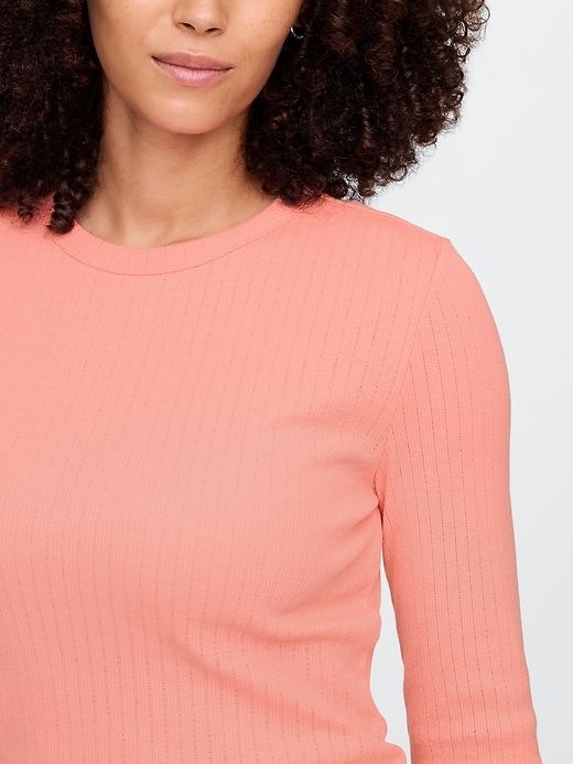 Image number 4 showing, Pointelle Crewneck T-Shirt