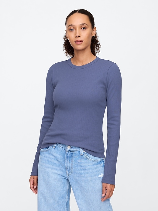 Image number 1 showing, Pointelle Crewneck T-Shirt