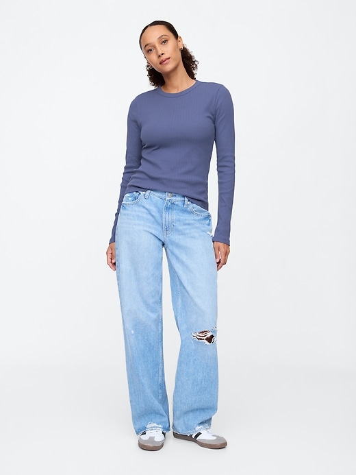 Image number 3 showing, Pointelle Crewneck T-Shirt