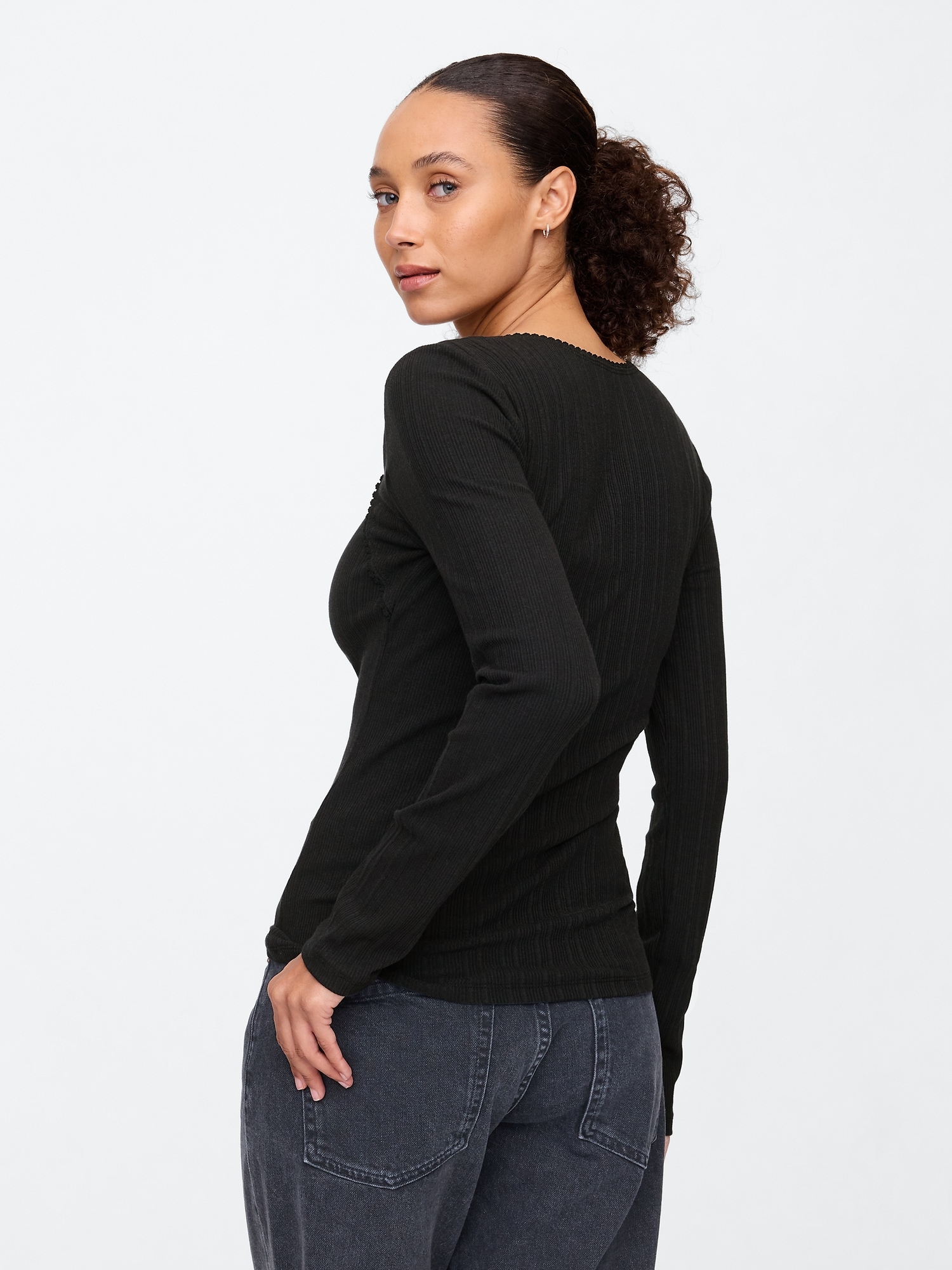 Textured Ribbed Squareneck T-Shirt | Gap Factory