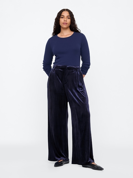 Image number 5 showing, Recycled Easy Crinkle Velvet Trousers