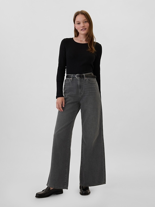 Image number 1 showing, High Rise Wide-Leg Jeans