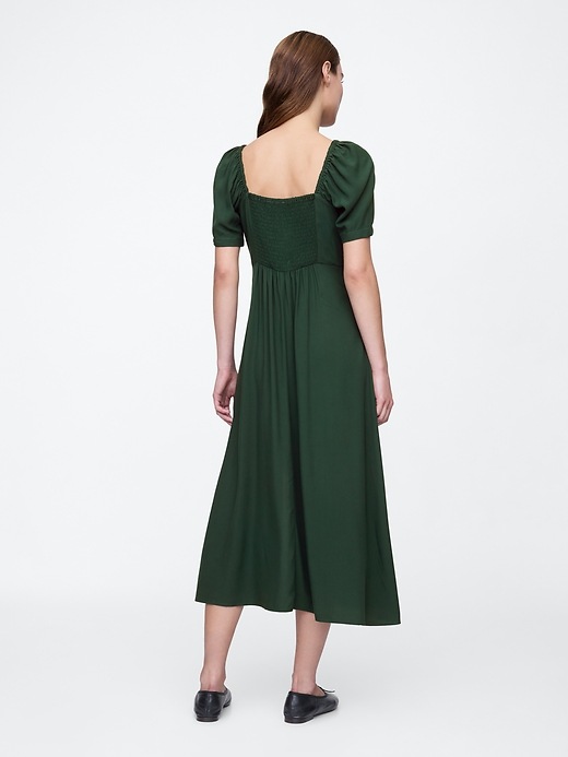 Green Puff Sleeve Midi Hem Dress Green Puff Sleeve Midi Hem Dress