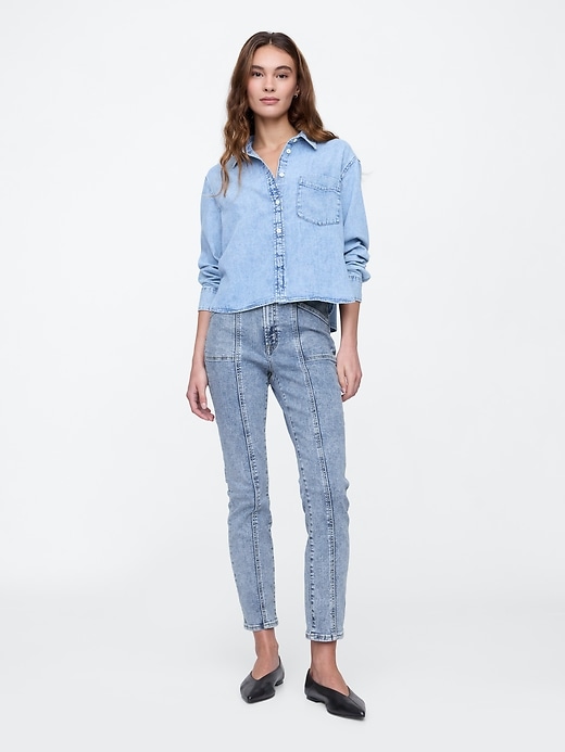 Image number 1 showing, High Rise Seamed Soft Vintage Slim Jeans