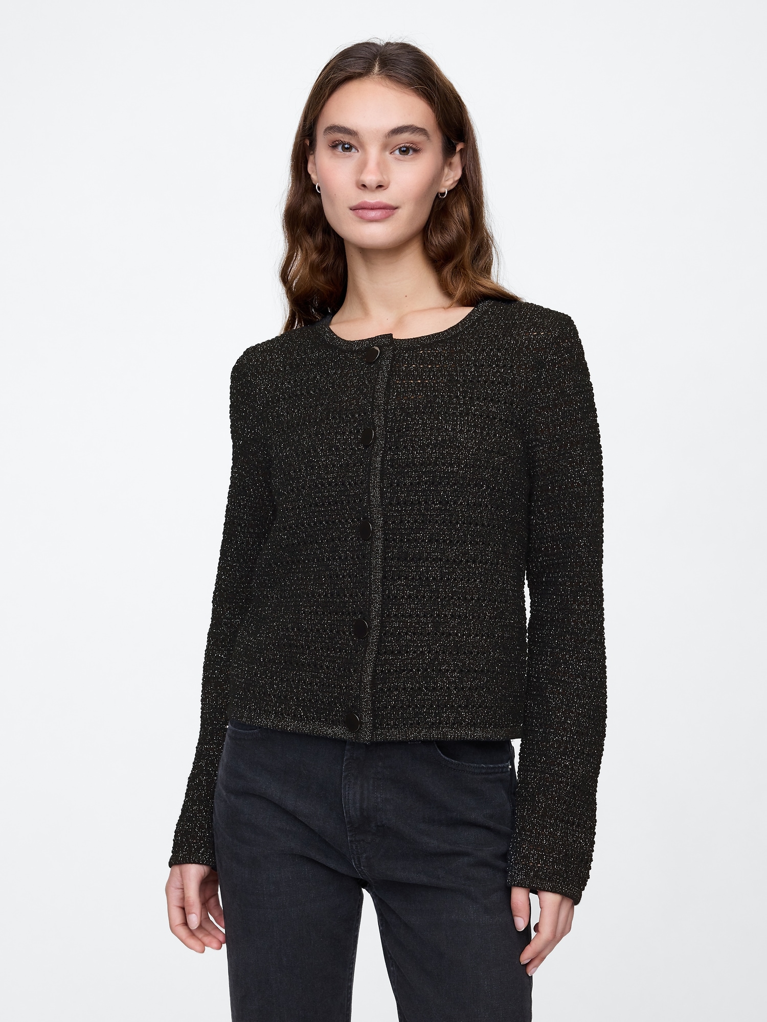 Shine Crochet Cardigan - Black