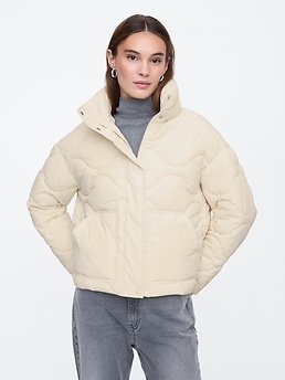 Gap Jacket Mens Size Large Beige Full Zip Quilted Nylon