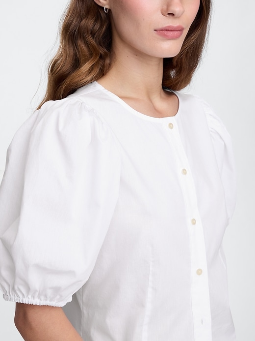 Image number 4 showing, Poplin Puff Sleeve Top
