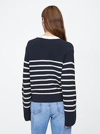Relaxed Stripe V-Neck Cardigan