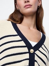 Relaxed Stripe V-Neck Cardigan