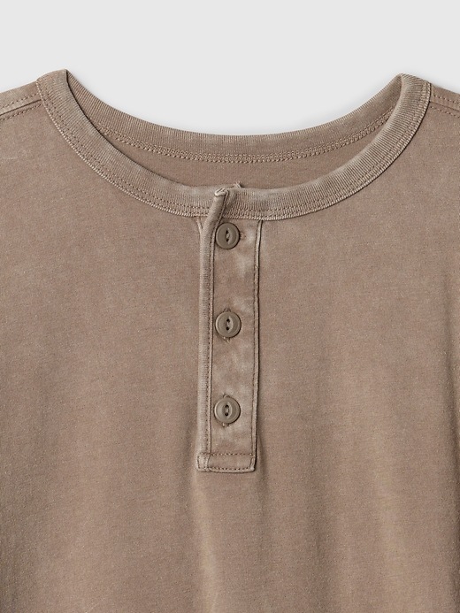Henley Maglietta Corta In Cotone Per Bambini (2-7 Anni) - Basic Con Bottoni Legno, Neutra