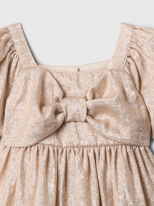 babyGap Shine Puff Sleeve Bow Dress | Gap Factory