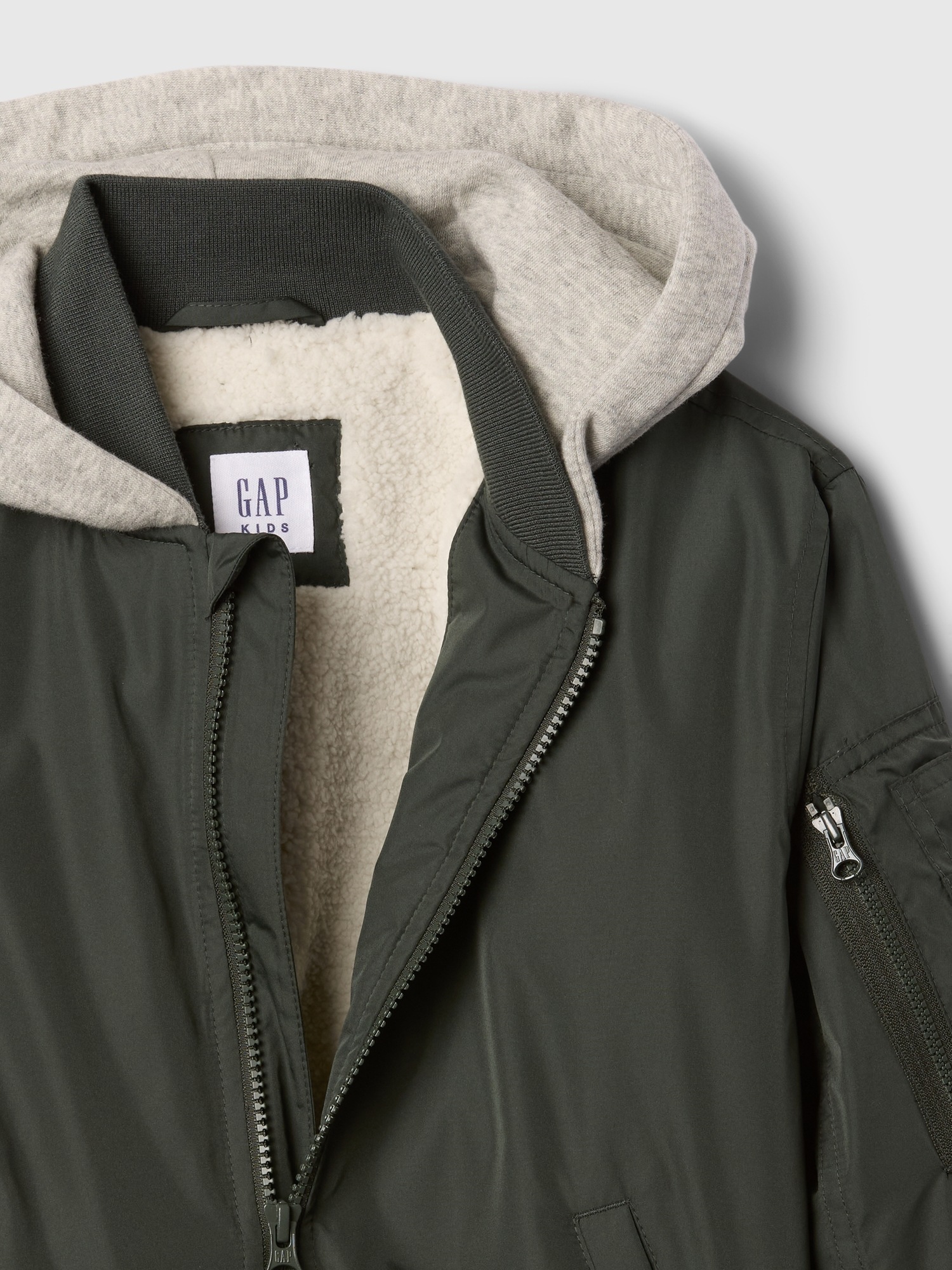 Kids Sherpa Lined Hoodie Bomber Jacket