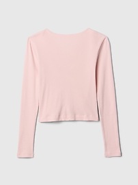 Kids Ribbed Ruched V-Neck Top