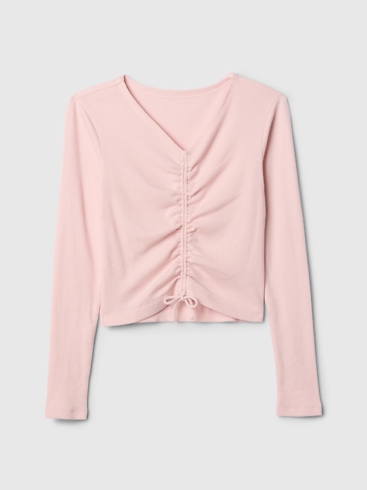 Image number 1 showing, Kids Ribbed Ruched V-Neck Top