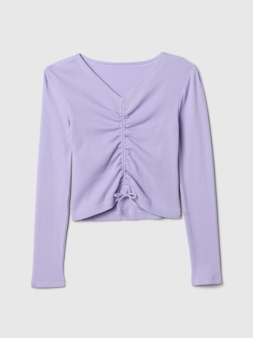 Image number 1 showing, Kids Ribbed Ruched V-Neck Top