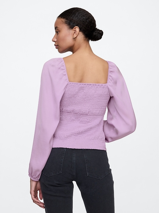 Image number 2 showing, Satin Puff Sleeve Sweetheart Top