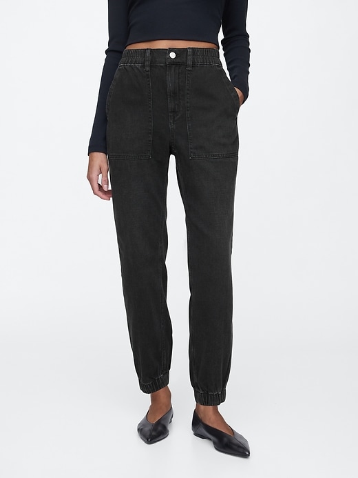 Image number 2 showing, High Rise Denim Utility Joggers