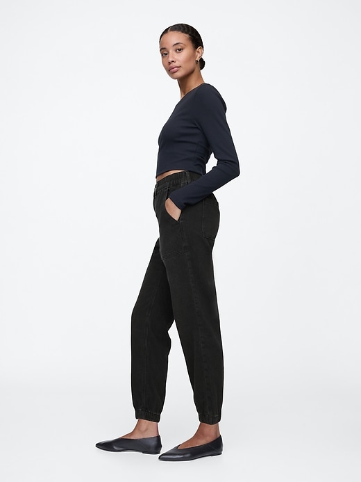 Image number 3 showing, High Rise Denim Utility Joggers