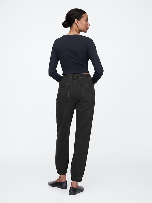Image number 4 showing, High Rise Denim Utility Joggers