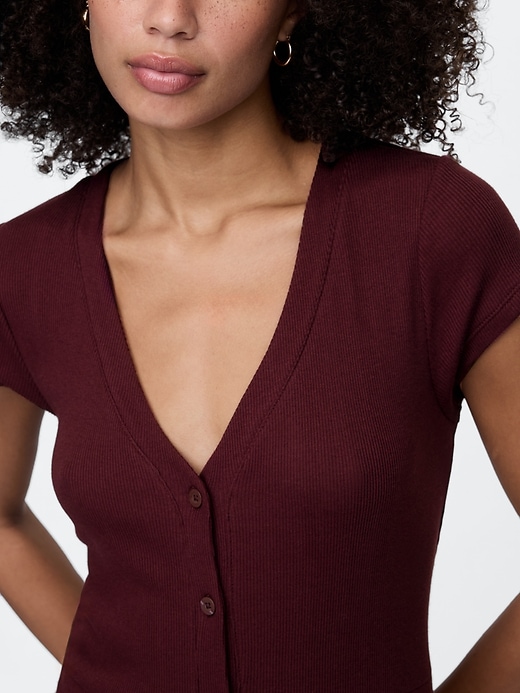 Image number 3 showing, Ribbed V-Neck Midi Dress