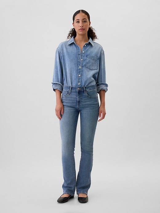 Image number 2 showing, Mid Rise Universal Studded Baby Boot Jeans