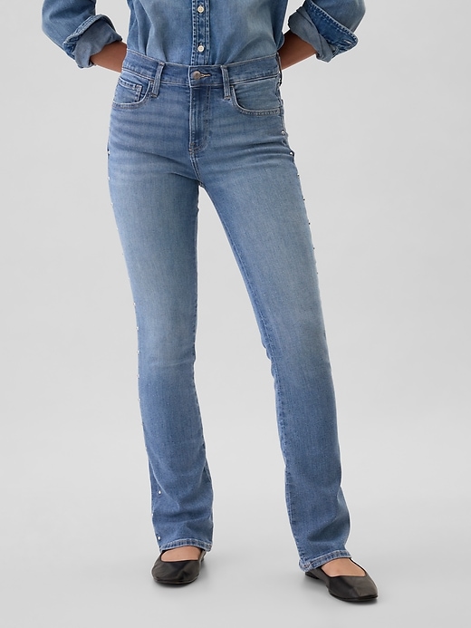 Image number 3 showing, Mid Rise Universal Studded Baby Boot Jeans