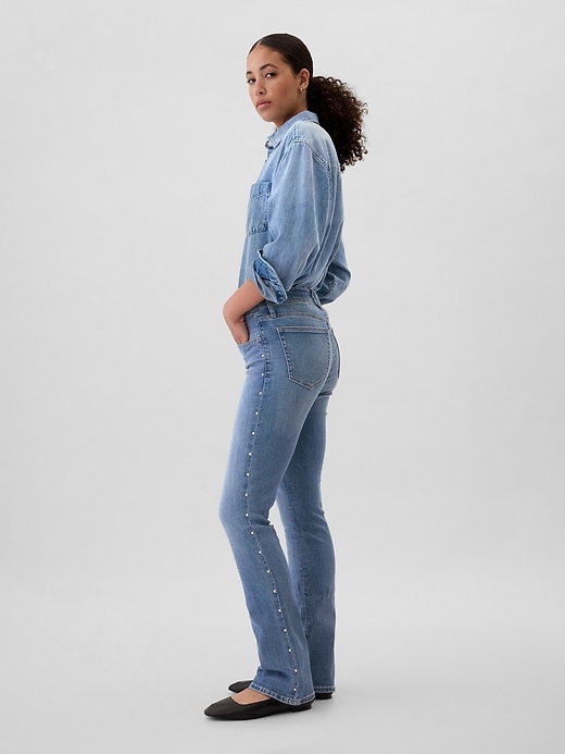 Image number 1 showing, Mid Rise Universal Studded Baby Boot Jeans